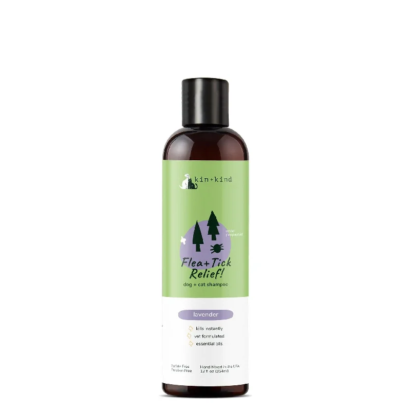 making it smoother and more shiny.kin+kind Flea + Tick Relief Shampoo Lavender, Biobased Dog 12 oz