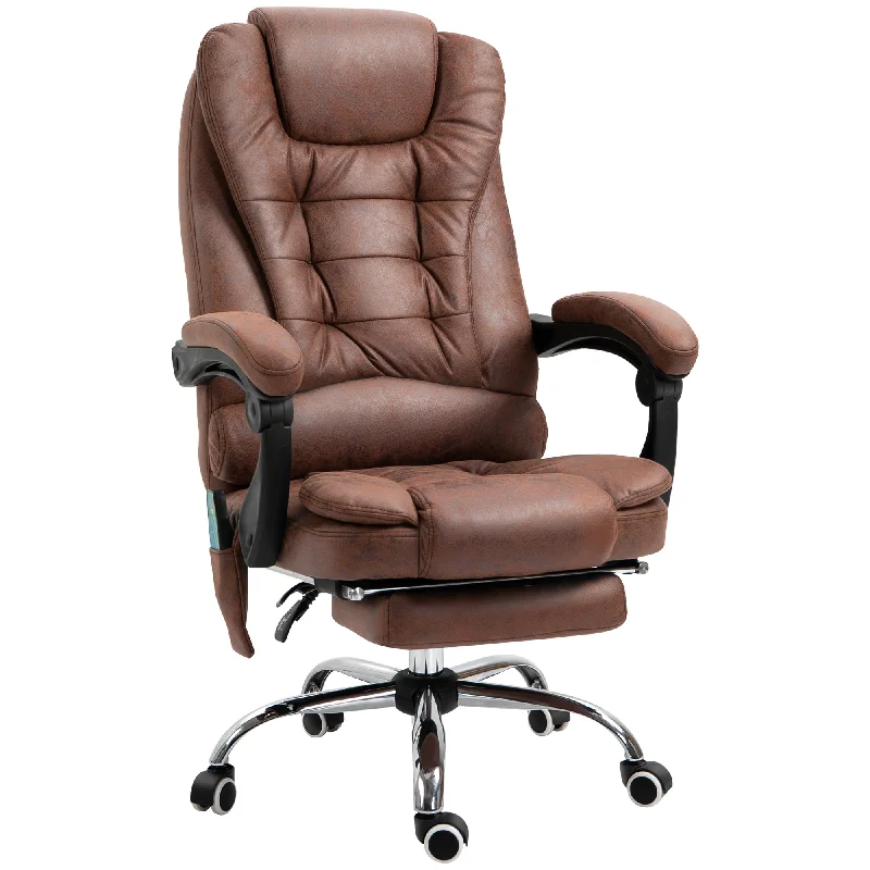 Vinsetto Heated 6 Points Vibration Massage Executive Office Chair Adjustable Swivel Ergonomic High Back Desk Chair Recliner with Footrest Brown