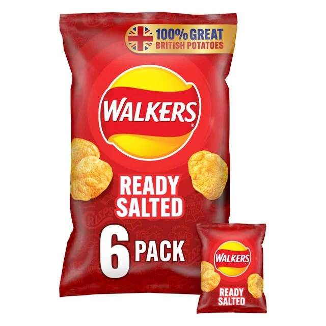 Walkers Ready Salted Multipack Crisps   6 per pack