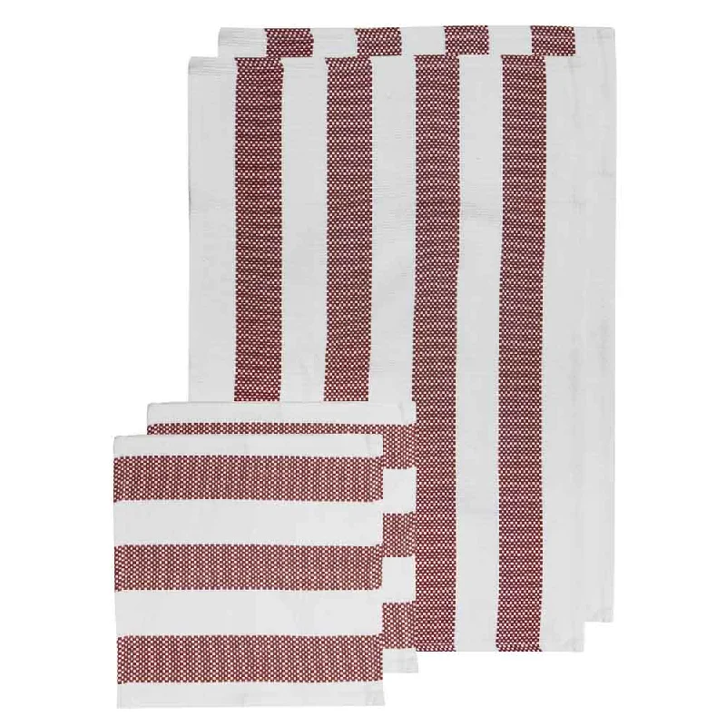 Ladelle Stripe 4 Piece Kitchen Towel & Dishcloth