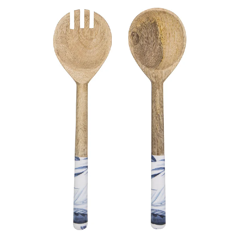 Ladelle Blue Lagoon Mango Wood Salad Servers