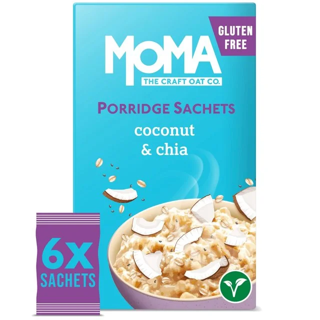 MOMA Coconut & Chia Jumbo Oat Porridge Sachets Gluten Free   6 per pack