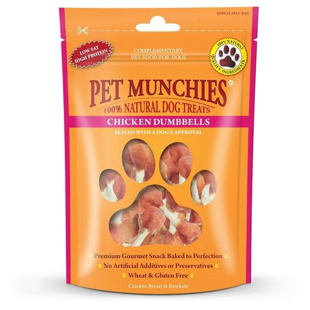 - Food for sterilized dogs					Pet Munchies 100% Natural Chicken Dumbbells Dog Treats   80g