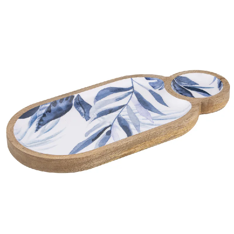 Ladelle Blue Lagoon Mango Wood Chip & Dip Bowl