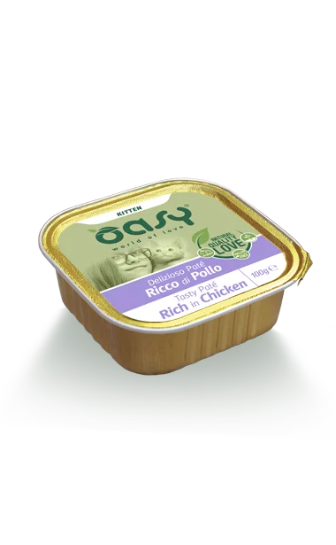 Oasy Wet Cat - Delizioso Pate Kitten rich in CHICKEN, 100G