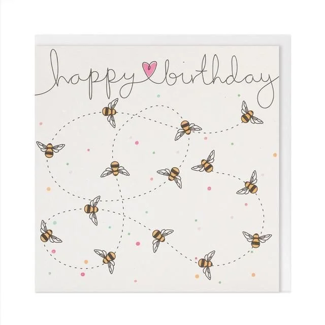 Belly Button Design Bee Happy Birthday Card