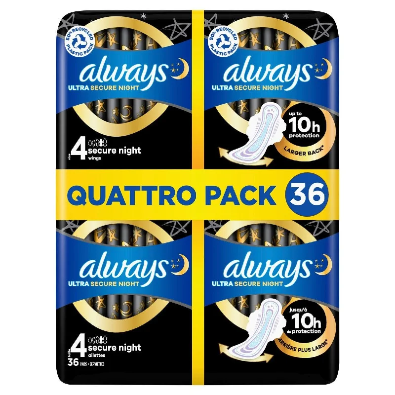 Always Ultra Night Quattro Packs, 36 Pack