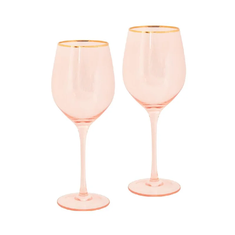 Cristina Re Rose Crystal Set of 2 Wine Glasses