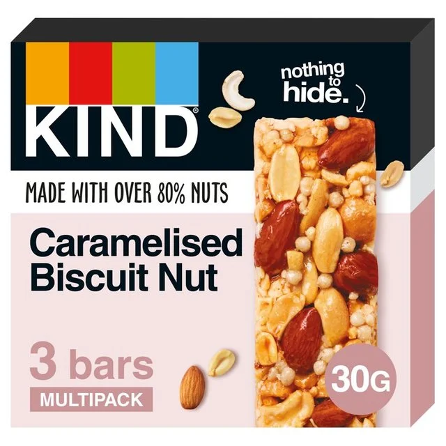 KIND Caramelised Biscuit Nut Snack Bars Multipack   3 x 30g