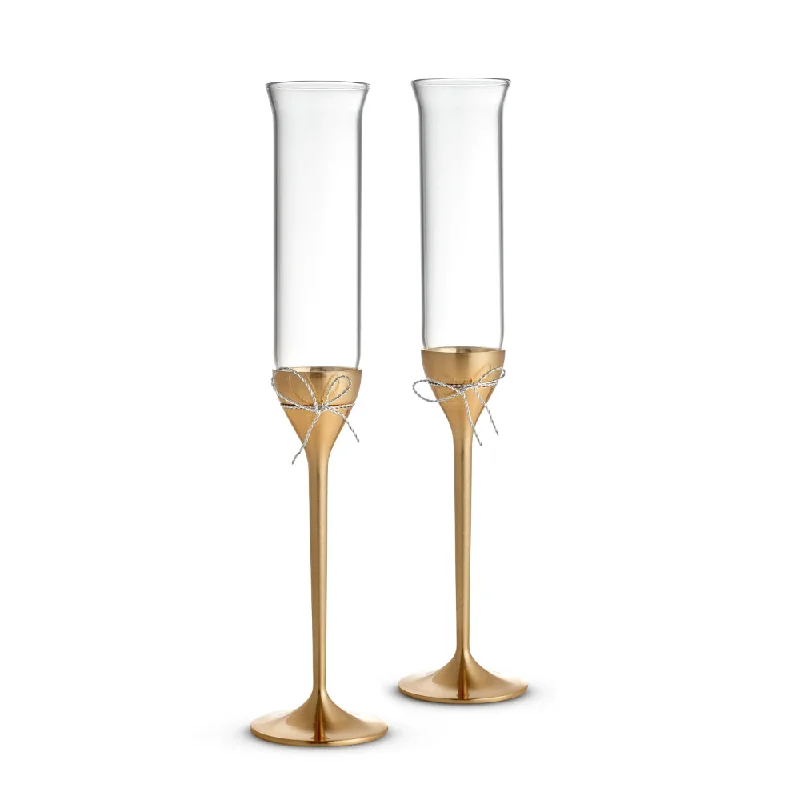 Vera Wang Wedgwood Love Knots Gold Giftware Toasting Flute Pair