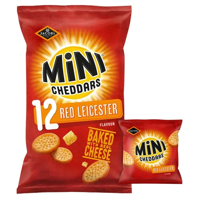 Jacob's Mini Cheddars Red Leicester Baked Snacks Multipack   12 per pack