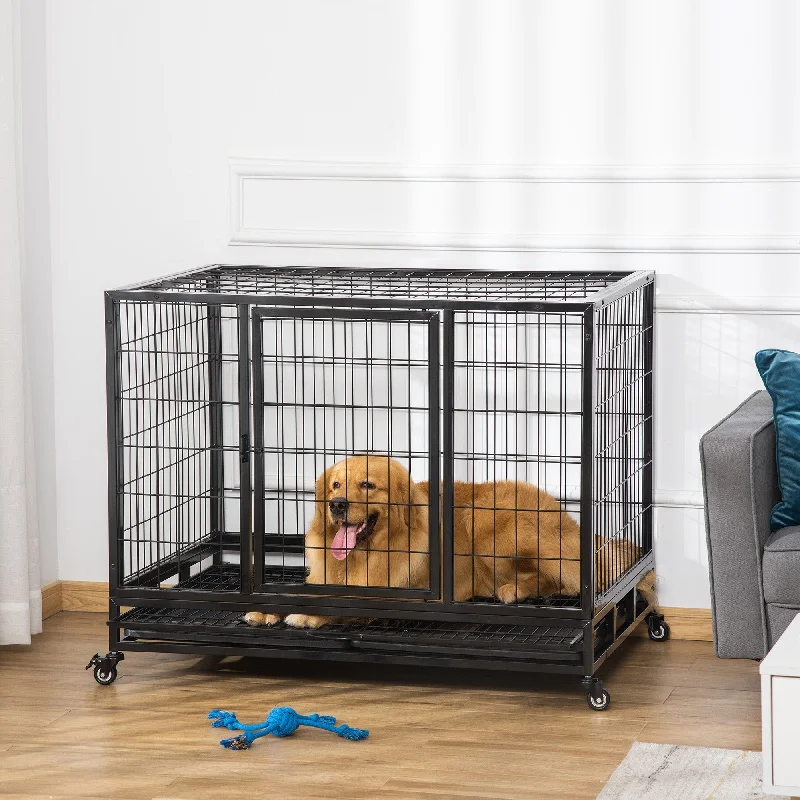 2. **Pet traction rope is anti-explosion**### Dog accessoriesPawHut 43" Heavy Duty Metal Dog Crate Pet Cage with Tray Wheeled Dog Kennel - Black Large