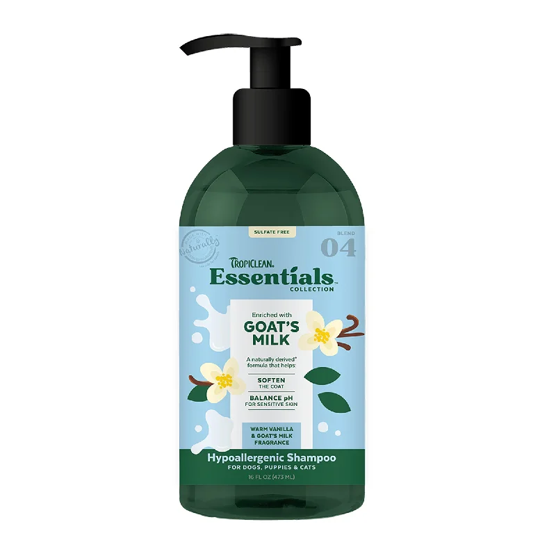 with the functions of decontamination, deodorization, and nourishment.TropiClean Essentials Goat's Milk Shampoo for Dogs, Puppies & Cats 16 oz